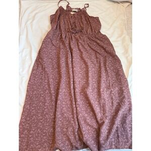 Universal Thread Womens Floral Print Maxi Dress Smocked Bodice Tie Waist L